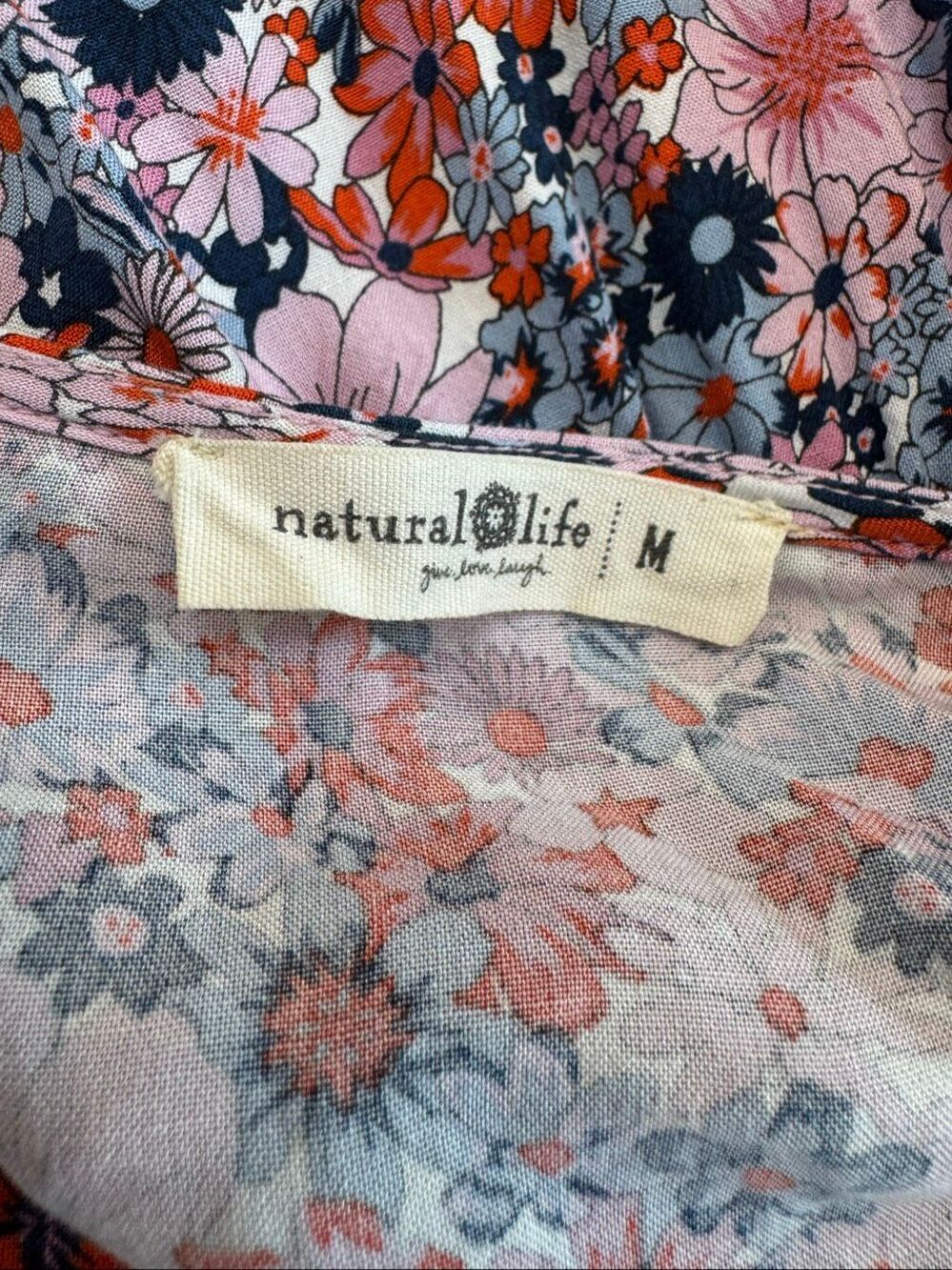 NWOT Natural Life Pink Floral Babydoll Mini Dress Boho Balloon Sleeve Medium - Picture 5 of 6